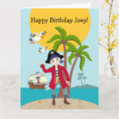 Carte Pirate kid birthday (Fleur jaune)