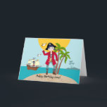 Carte Pirate kid birthday<br><div class="desc">This product is for kids that love pirates and piracy stories. It feesta cute little pirate boy that has arrived on this island with palm trees. There's a pirate ship in the horizon waiting for him to return with a treasure! Seagulls are watching. This product is ideal for a pirate...</div>