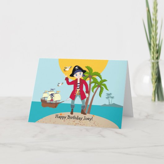 Carte Pirate kid birthday (Devant)