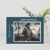 Carte Pirate Ocean Seagull Amusants Anniversaire (Debout devant)