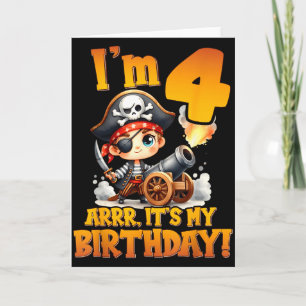 Carte Pirate Quatrième Anniversaire J'ai 4 Ans Arrr C'es