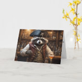 Carte Pirate Raccoon barman drôle histoire anniversaire (Fleur jaune)