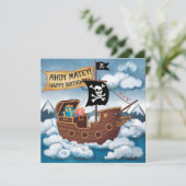 Carte Pirate Ship Birthday Card - Ahoy Matey! (Debout devant)