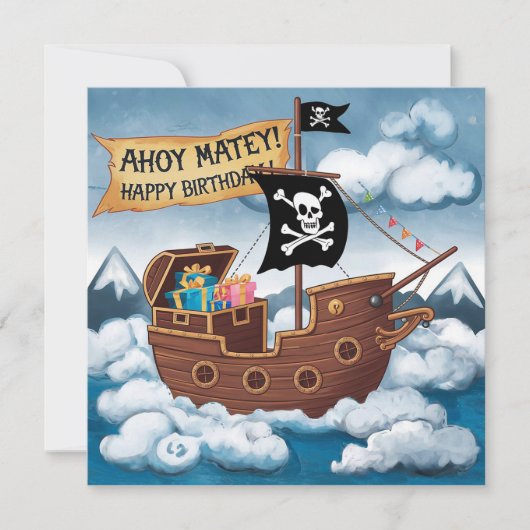 Carte Pirate Ship Birthday Card - Ahoy Matey! (Devant)