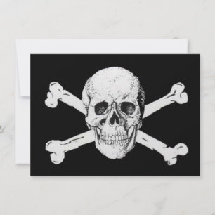 Carte Pirates crâne noir et os croisés