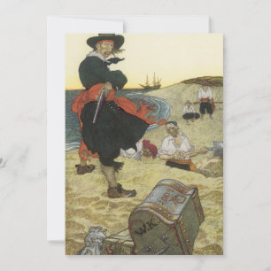Carte Pirates Vintage, William Kidd Enterrant un Trésor