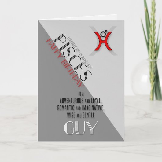 Carte Pisces Anniversaire pour Lui Février 20 à Mars 20 (Devant)