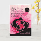 Carte Pisces Birthday for Her Pink 20 févr et 20 mars (Fleur jaune)