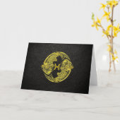 Carte Pisces Gold en cuir (Fleur jaune)
