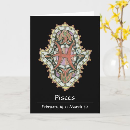 Carte Pisces Khamsa Note Card (Fleur jaune)