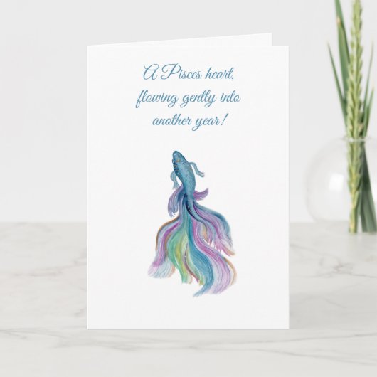 Carte Pisces Zodiac Beautiful Betta Fish Birthday (Devant)