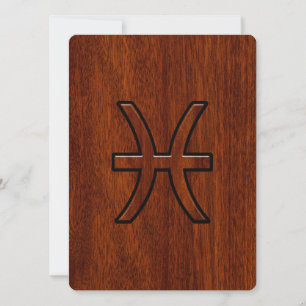 Carte Pisces Zodiac Connexion en bois acajou style grain