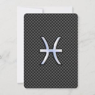 Carte Pisces Zodiac Sign on Carbon Fibre Print