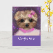 CARTE PISCINE DE MINI YORKIE (Fleur jaune)