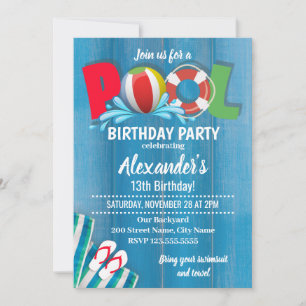 Carte Piscine fête d'anniversaire
