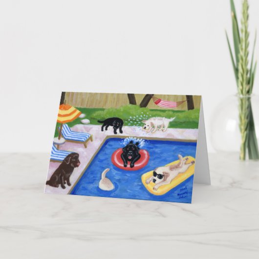 Carte Piscine Party labradors peinture (Devant)