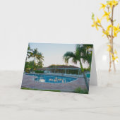 Carte Piscine tropicale au coucher du soleil, Bahamas (Fleur jaune)