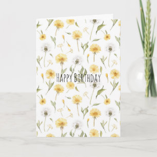 Carte Pissenlits Fleurs Jaunes Blanches Anniversaire