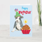 Carte Pit Bull Cupcake d'anniversaire (Devant)