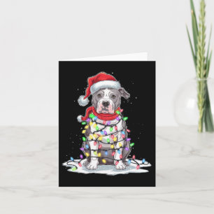 Carte Pitbull Arbre de Noël Santa Chapeau illuminent Noë