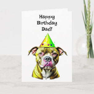 Carte Pitbull avec chapeau d'anniversaire Anniversaire