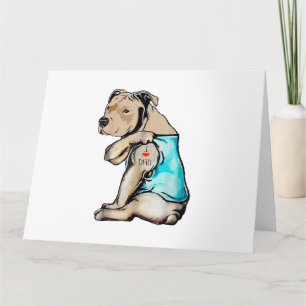 Carte Pitbull Chien J'aime Papa Tatouage Drôle Famille