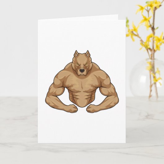 Carte Pitbull comme Bodybuilder extrême (Fleur jaune)