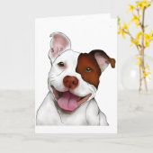 Carte Pitbull de sourire heureux (Fleur jaune)
