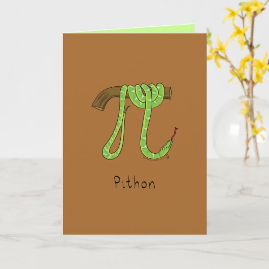 Carte Pithon Python Snake - Pi Day Math Grey Card (Fleur jaune)