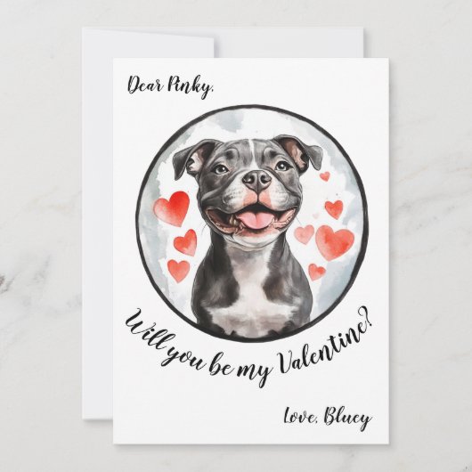 Carte Pittbull personnalisable Valentine's Day (Devant)
