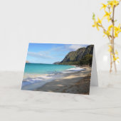 Carte pittoresque de plage d'Hawaï (Fleur jaune)
