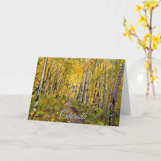 Carte Pittoresque piste d'automne à travers la forêt d'A (Fleur jaune)