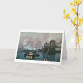 Carte Pittsburgh à la nuit, Hiroshi Yoshida, coupe de bo (Fleur jaune)