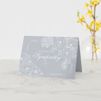 Carte Pivoines de sympathie grises minimalistes élégante