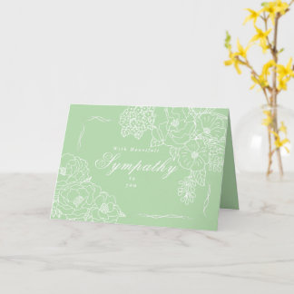 Carte Pivoines de sympathie minimalistes élégantes verte