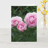 Carte Pivoines roses, anniversaire (Fleur jaune)