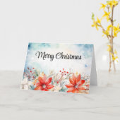 Carte Pivoines Rouges Noël (Fleur jaune)