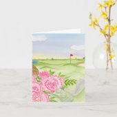 Carte Pivoines sur terrain de golf (Fleur jaune)