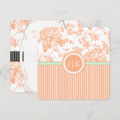 Carte PixDezines Coral Orange Vintage Roses Toile (Devant / Derrière)