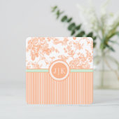 Carte PixDezines Coral Orange Vintage Roses Toile (Debout devant)