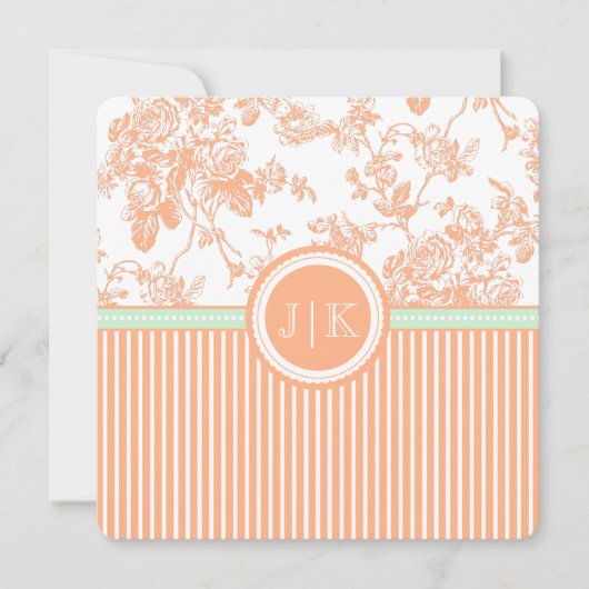 Carte PixDezines Coral Orange Vintage Roses Toile (Devant)