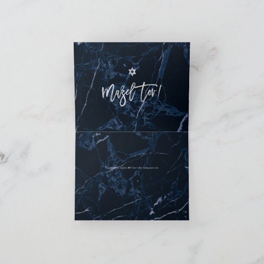 Carte PixDezines Mazel Tov, Blue Marble+ Platinum Script (Intérieur)