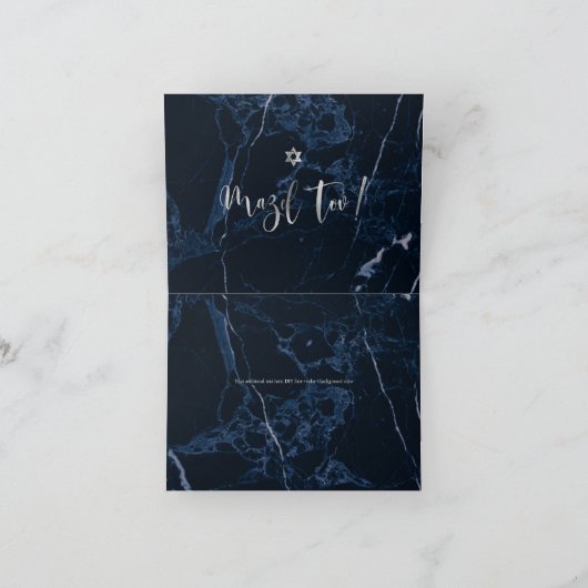 Carte PixDezines Mazel Tov, Navy Blue Marble+Faux Silver (Intérieur)