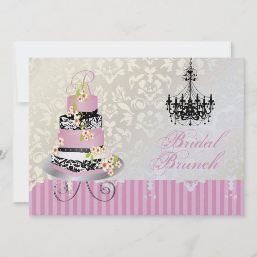 Carte PixDezines monogramme gâteau de mariée/rose (Devant)