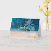 Carte PixDezines Plage Palmiers Mitzvah Merci (Fleur jaune)