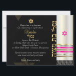 Carte PixDezines Tallit/Étoile de David/do-it-yourself a<br><div class="desc">PixDezines faux bat mitzvah tallit de soie.. taillé avec faux or, argent, cuivre et rose chaud .. draps sur votre invitation.. arrière - plan est bien sûr, personnalisable, ainsi que les polices et ses couleurs. Le tallit a de l'argent, de l'or, du cuivre et du rose. Veuillez nous envoyer un...</div>