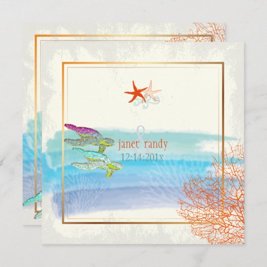 Carte PixDezines tortues vertes+corail maui+poisson étoi (Devant / Derrière)