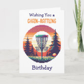 Carte Pixel Art Disc Golf Anniversaire pour lui (Devant)