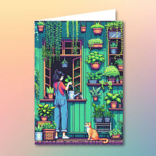 Carte Pixel Art Plante Anniversaire   Page Couleur