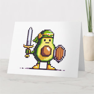 Carte Pixel Avocado Warrior - 8 bits de personnage de je